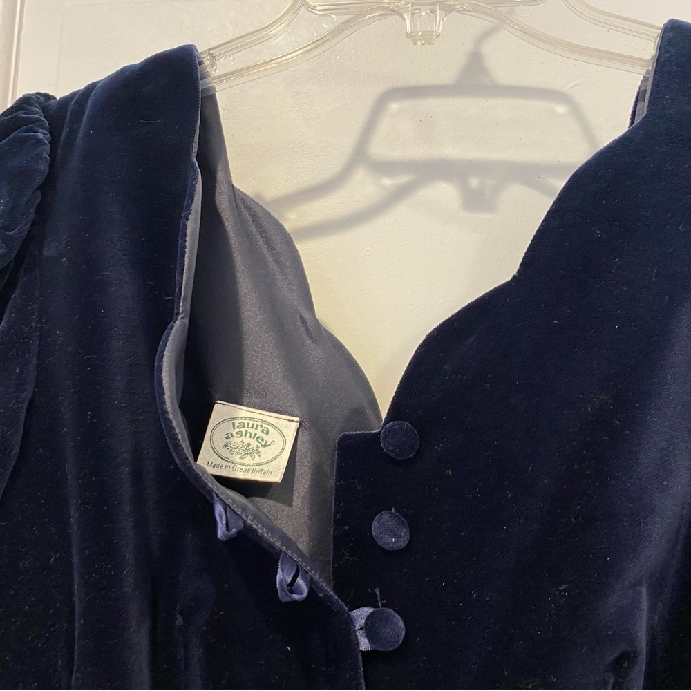 Beautiful Blue Velvet - Laura Ashley Full Length Dress Size 8 - Picture 5 of 13
